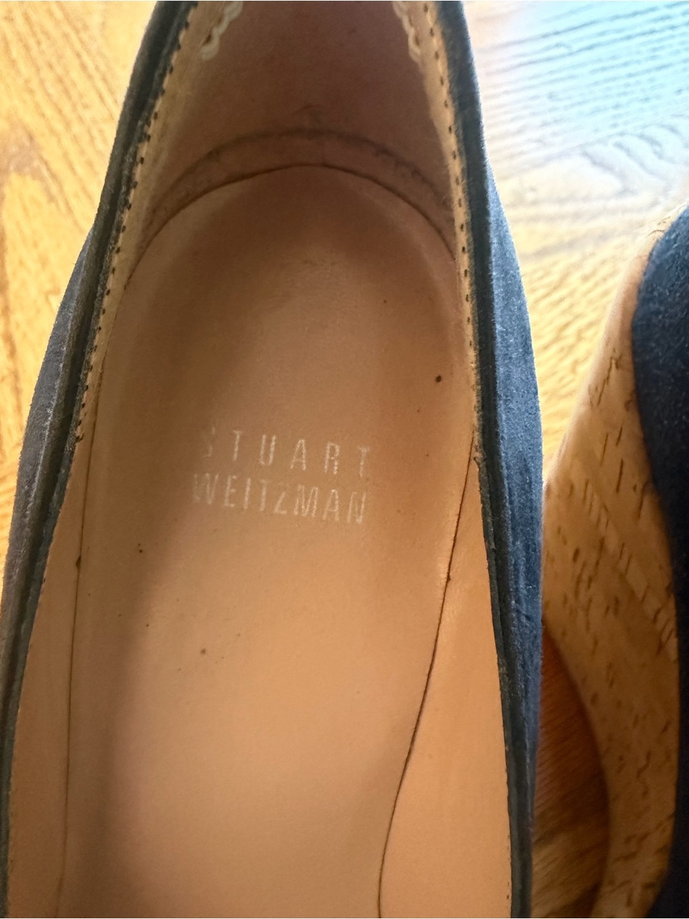 Stuart Weitzman Navy Suede Cork Wedge Pumps Women’s - Picture 5 of 7
